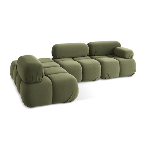 LaMiaSofa hoekbank links Sanremo - velours - olijf - 285x190x70