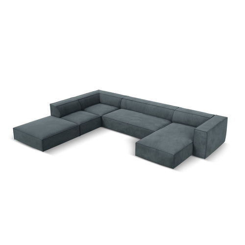 Cosmopolitan Design - Panoramische hoekbank links Turin 6-zits, structurele stof blauw grijs - 270x365x68cm
