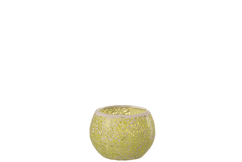 J-Line theelichthouder Mozaiek Rond - glas - geel - small - 4 stuks