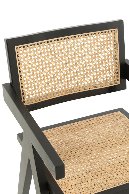 J-Line stoel Rooster - essenhout/rotan - zwart