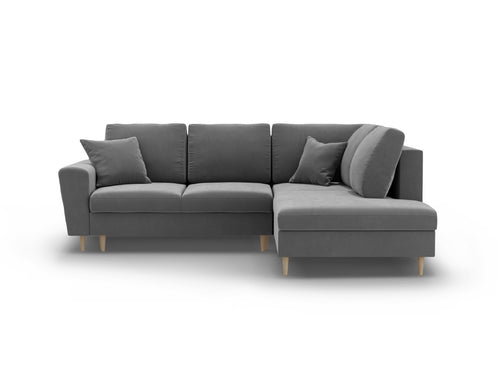 Cosmopolitan Design Converteerbare hoekbank rechts met opbergdoos Kyoto 5-zits, flueel lichtgrijs - 194x243x88cm