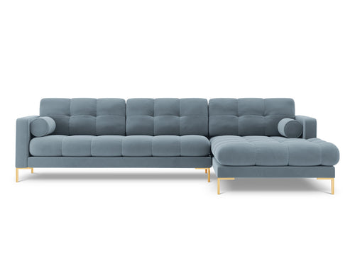 Cosmopolitan Design rechter hoekbank Bali 5-zits, flueel, lichtblauw - 185x293x75cm