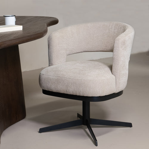 DÉJA Living Eetkamerstoel Louis - Stof/Metaal - Taupe - Set van 2 - vtwonen shop