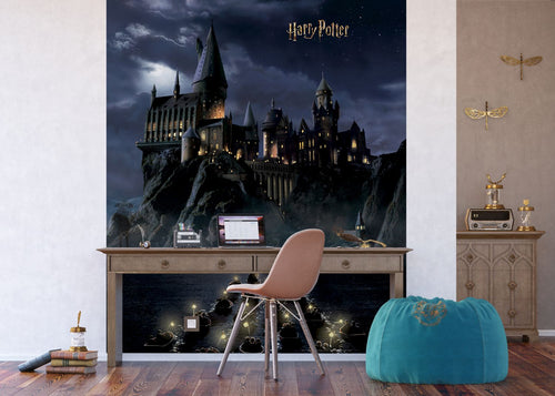 Sanders & Sanders fotobehang Harry Potter Zweinstein zwart en donkerblauw - 270 x 225 cm - 601209