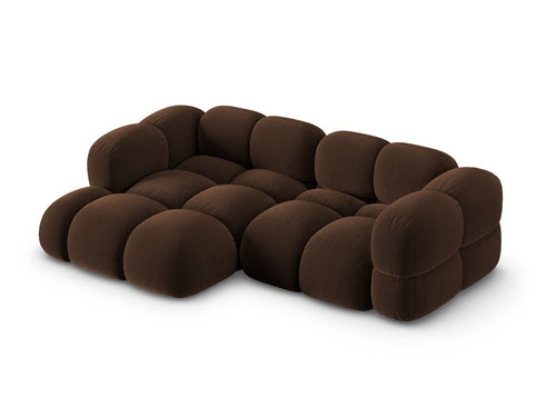 Cosmopolitan Design linker hoekbank Loretto 3-zits, flueel chocolade - 147x250x68cm