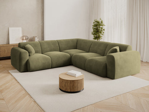 Cosmopolitan Design Hoekbank Nolio 5-zits, flueel lichtgroen - 252x252x72cm