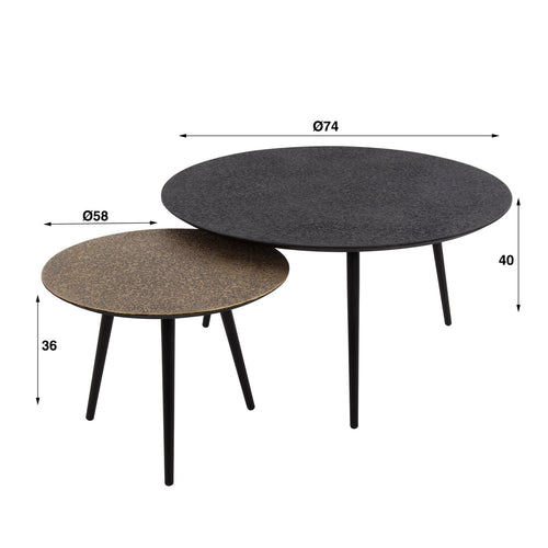 Giga Meubel Salontafel Metallic - Grijs Metaal - Set van 2 - 74x74x40cm