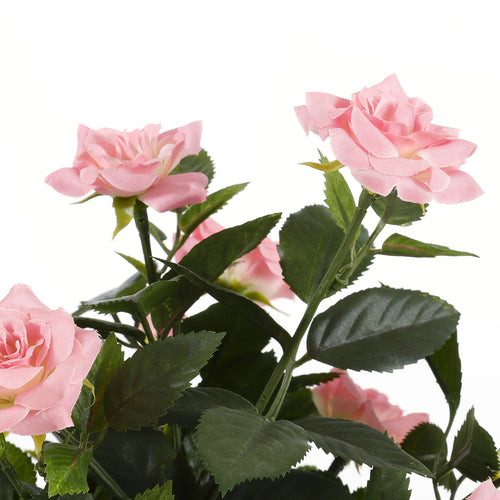 Mica Decorations Rozenstruik Kunstplant in Bloempot Stan - H33 x Ø25 cm - Roze