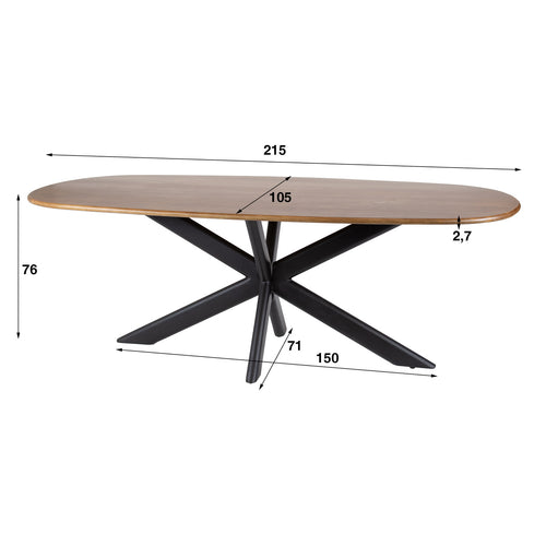 Giga Meubel Eetkamertafel Cliff - Mangohout - 215x105x76cm - vtwonen shop