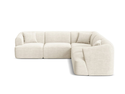 Cosmopolitan Design Symmetrische modulaire hoekbank Campi 6-zits, ribfluwelen ivoor - 255x255x70cm