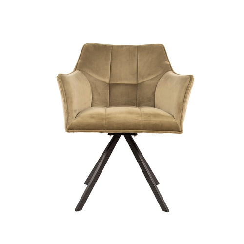 Giga Meubel Eetkamerstoel Raster - Champagne Velvet - Draaibaar - Set van 2 - Set van 2