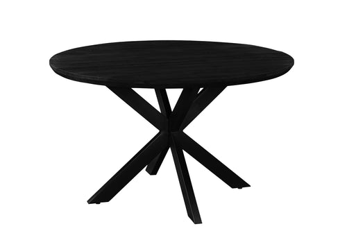 Livingfurn eetkamertafel Jesper Round - 130cm - mangohout - zwart