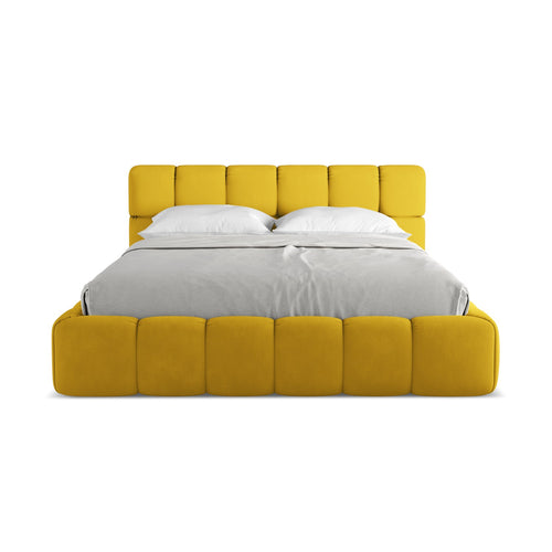 LaMiaSofa Bed met opbergruimte Roma - chenille stof - mosterd - 180x228x82