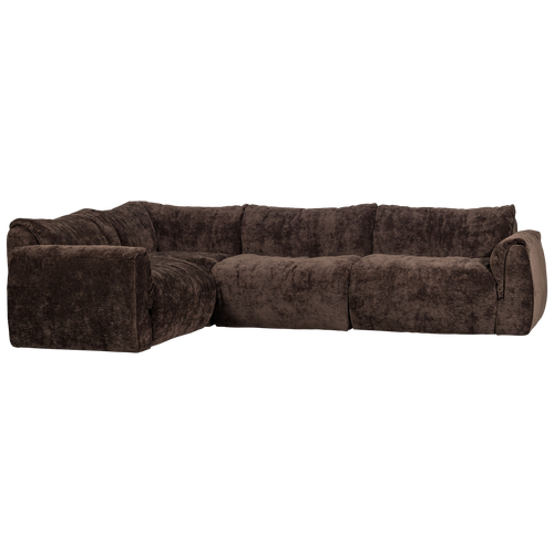 WOOOD hoekbank links Baggy - 3D Chenille - Donker Bruin - 81x301x210 - vtwonen shop