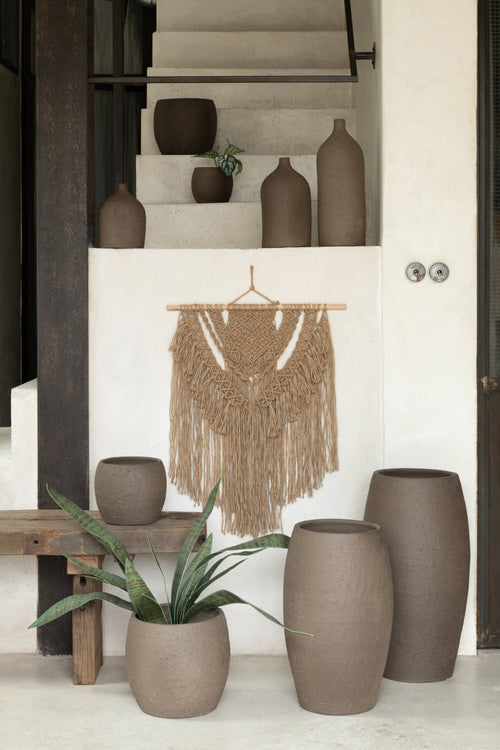 J-Line bloempot Enya - keramiek - bruin - large - Ø 24 cm - vtwonen shop