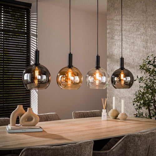 Giga Meubel Hanglamp Sfera Tricolore - Zwart Metaal - 4-Lichts - 25x135x150cm