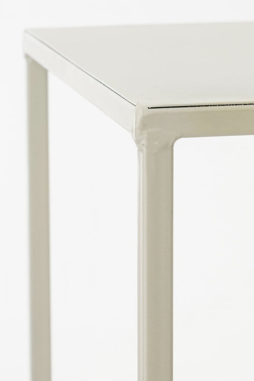 Mica Decorations Quinty Bijzettafel - Set van 3 - L30 x B30 x H70 cm - Metaal - Off-white