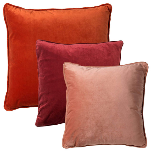 KUSSENSET - 3-delig - Velvet Layers - 60x60 cm, 45x45 cm - inclusief binnenkussens - oranje, roze, rood