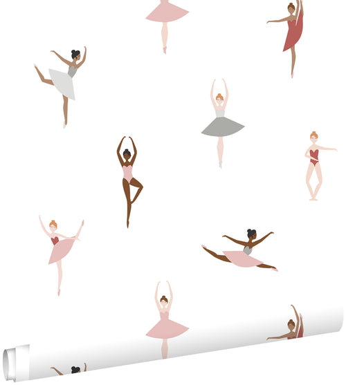 ESTAhome behang ballerina's oudroze en vergrijsd blauw - 53 cm x 10.05 m - 139535 - vtwonen shop