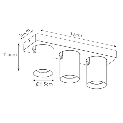 Artdelight spot Megano - 3 lichts - 30  x 11.5   cm - grijs