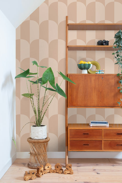 ESTAhome behang art deco bogen poederroze - 50 x 900 cm - 139994 - vtwonen shop