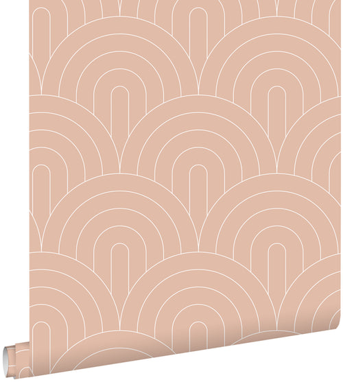 ESTAhome behang art deco bogen perzik roze - 53 cm x 10.05 m - 139218