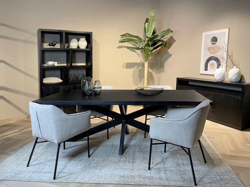 Livingfurn eetkamertafel - mangohout - 220 cm - zwart - vtwonen shop