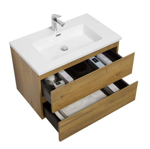 Badplaats Badkamermeubel Set Angela 80 cm – Eiken – Badmeubel met Wastafel
