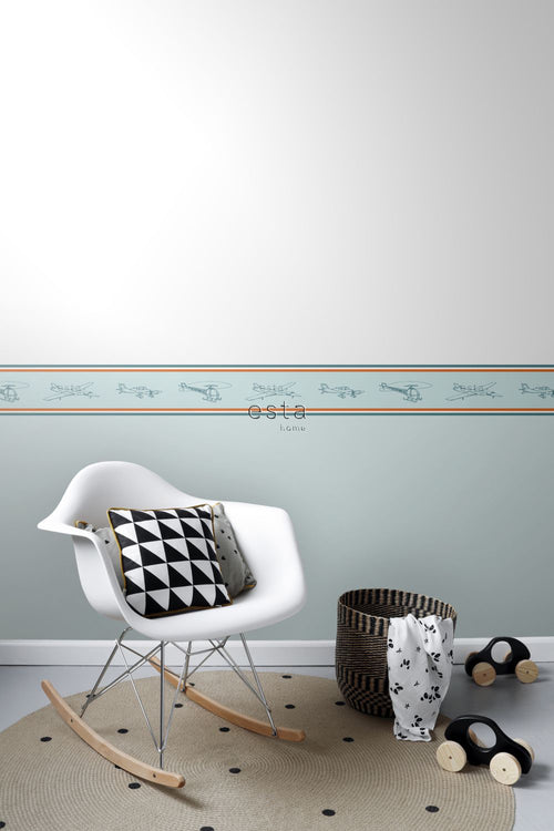 ESTAhome behangrand vliegtuigen rood en blauw - 500 x 13.25 cm - 174603