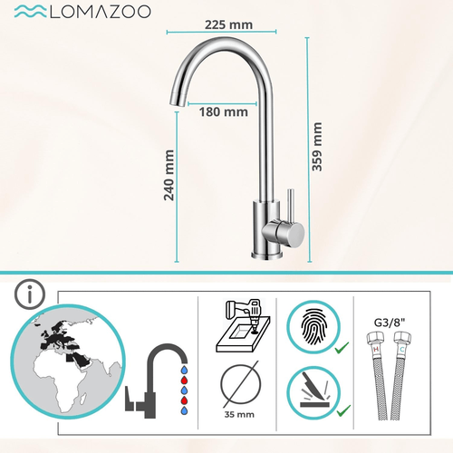 LOMAZOO keukenkraan Apollo - mengkraan - chroom