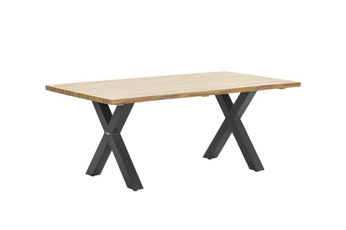 Zeus dining tafel - 180x100 cm - carbon black - teak look - vtwonen shop