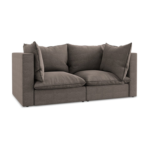 LaMiaSofa Tweezits modulaire bank Ravenna - bouclé - chocolade - 180x90x77