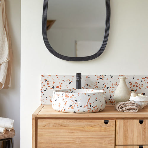 Tikamoon Ronde waskom van bruin premium terrazzo ∅ 40 cm - Bruin