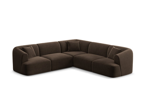 Cosmopolitan Design Symmetrische modulaire hoekbank Campi 6-zits, flueel chocolade - 255x255x70cm