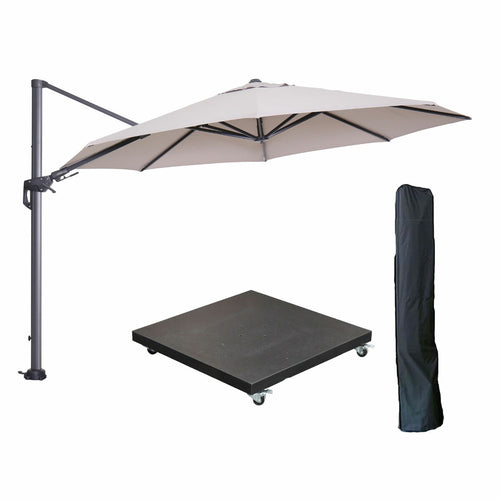 Garden Impressions zweefparasol Hawaii zand 350x350 cm + 90 kg voet en hoes