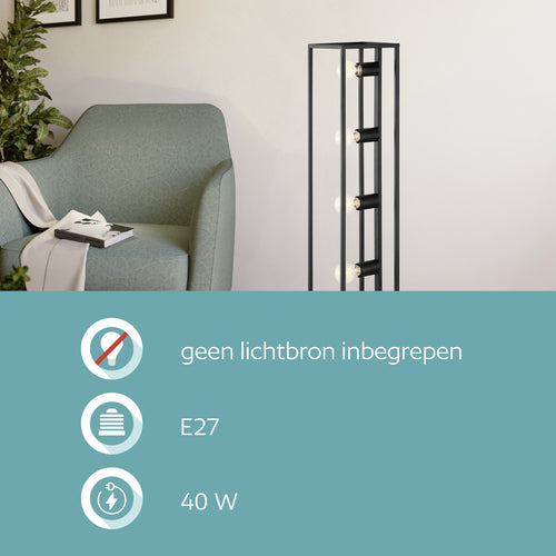 EGLO vloerlamp Eldrick - e27 - 100 cm - zwart