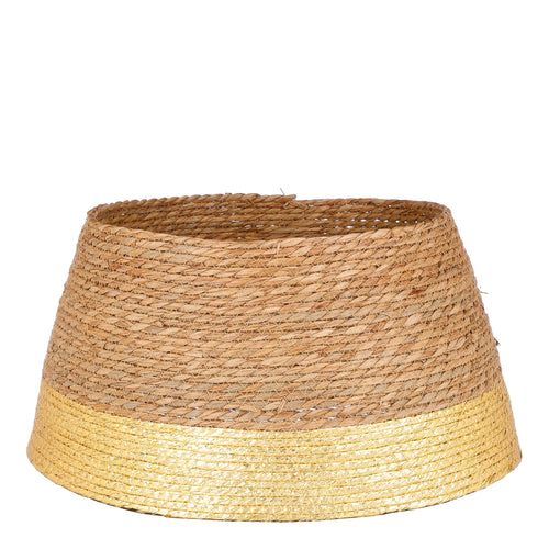 House of Seasons Kerstboomrok - H26 x Ø50 cm - Zeegras - Goud