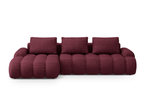 Cosmopolitan Design Uitklapbare hoekbank links met opbergdoos Linz 3-zits, structurele stof bordeaux - 142x275x84cm