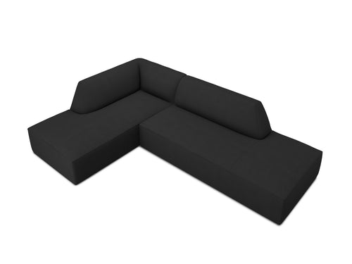 Micadoni linker hoekbank Ruby 4-zits, structurele stof, zwart - 180x273x69cm