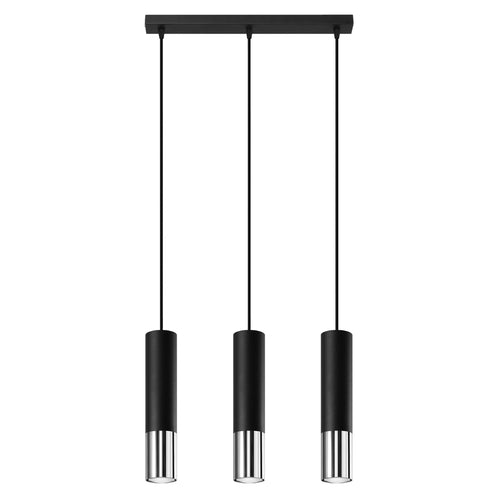 Sollux Lighting Hanglamp LOOPEZ 3L zwart/chroom - 45x6x90cm