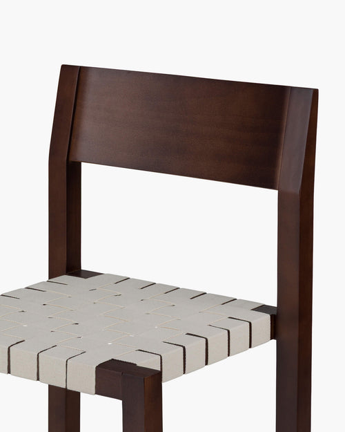 noo.ma Toli Chair - minimalistische eetkamerstoel, massief beukenhout, gevlochten katoenzitting, mat transparant afgewerkt