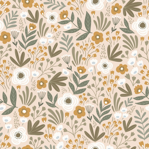 ESTAhome behang bloemetjes vergrijsd groen en bruin - 50 x 900 cm - 131068 - vtwonen shop