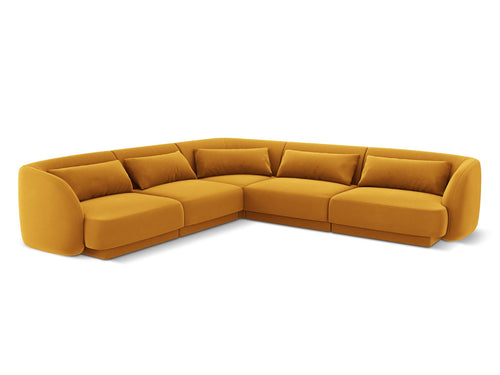 Cosmopolitan Design Symmetrische hoekbank Tulum 5-zits, flueel, geel - 255x255x70cm