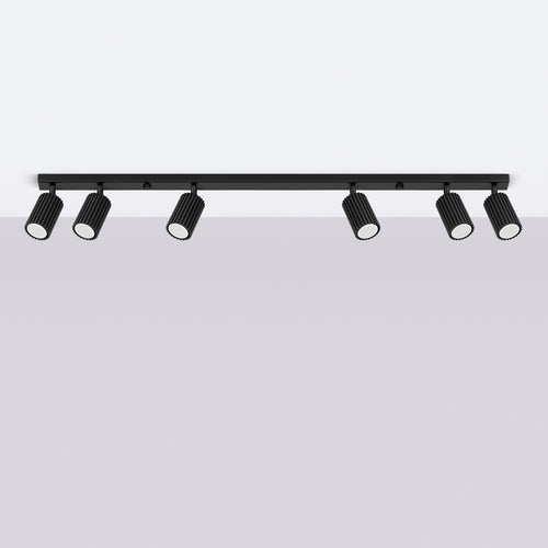 Sollux Lighting Plafondlamp KARBON 6L zwart - 117x6,5x16,5cm