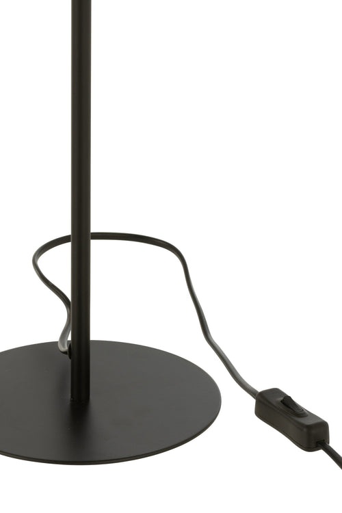 J-Line tafellamp - metaal/rotan - zwart/naturel