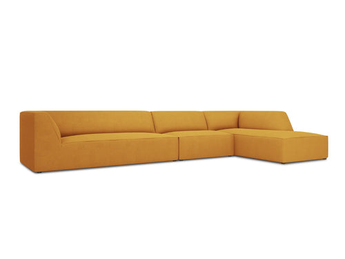 Micadoni rechter hoekbank Ruby 5-zits, structurele stof, geel - 180x366x69cm
