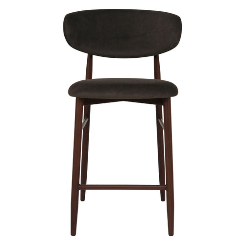 Giga Meubel Barstoel Alexia Donkerbruin/Walnoot – Faux Fur – Zithoogte 65 cm - Set van 2