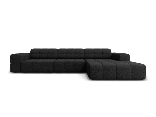 Cosmopolitan Design rechter hoekbank Chicago 4-zits, chenille zwart - 167x294x78cm