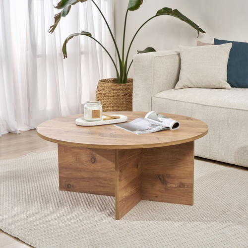 Calicosy - SOLEIL Salontafel met afgerond blad - Naturel - 90x90x40 cm