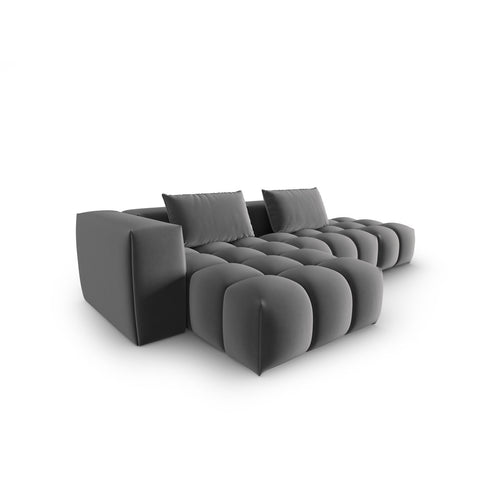 Cosmopolitan Design - Modulaire hoekbank links Verona 4-zits, flueel warm grijs - 145x265x70cm